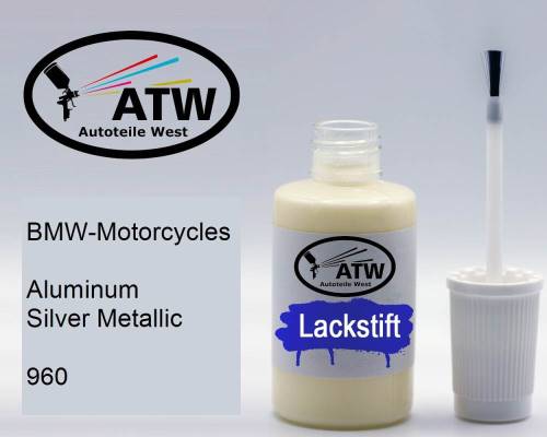 BMW-Motorcycles, Aluminum Silver Metallic, 960: 20ml Lackstift, von ATW Autoteile West.